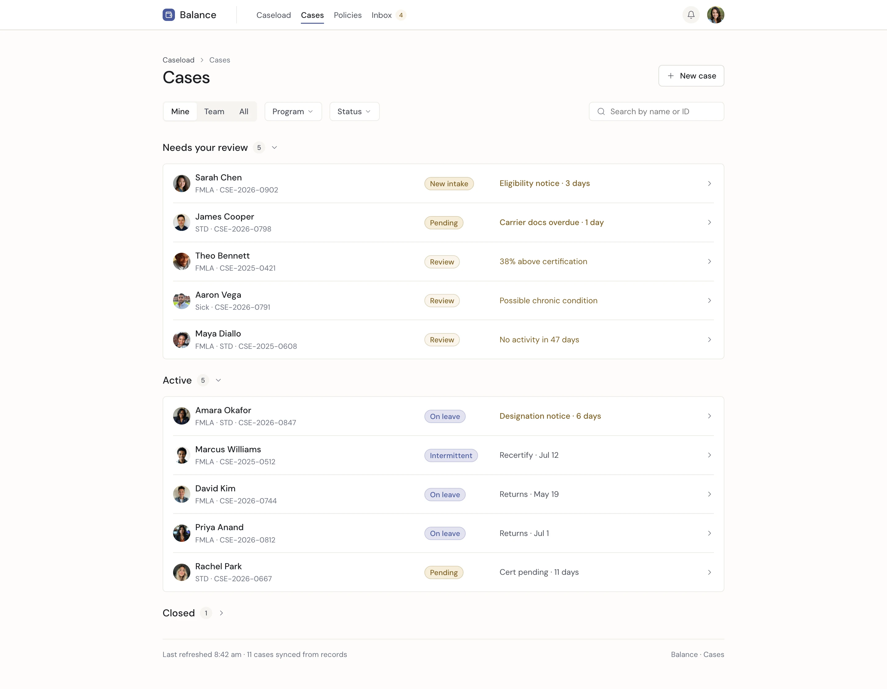 HR cases overview — absence patterns and support load across the organization