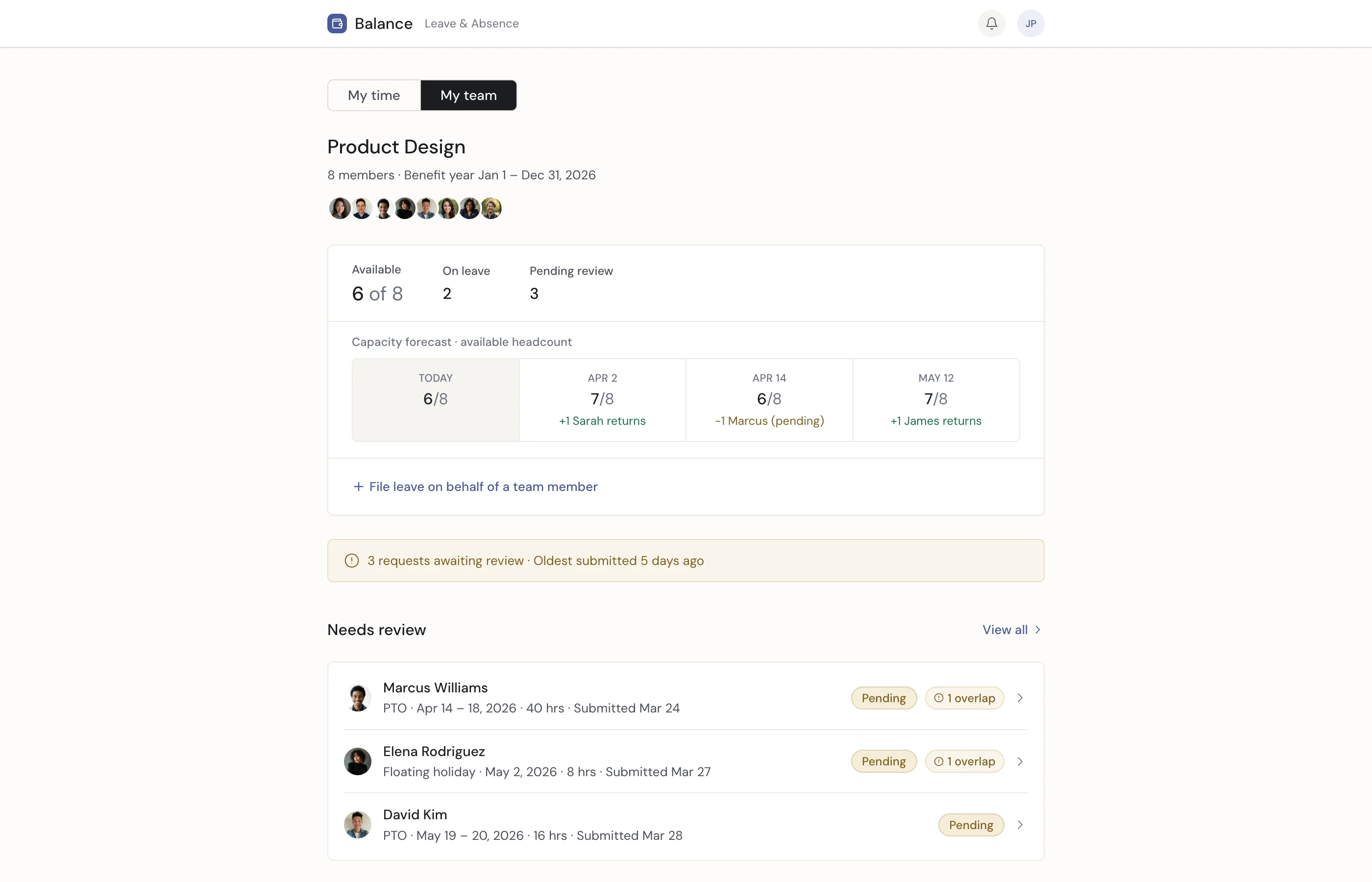 Balance — one system serving employee, manager, and case manager roles