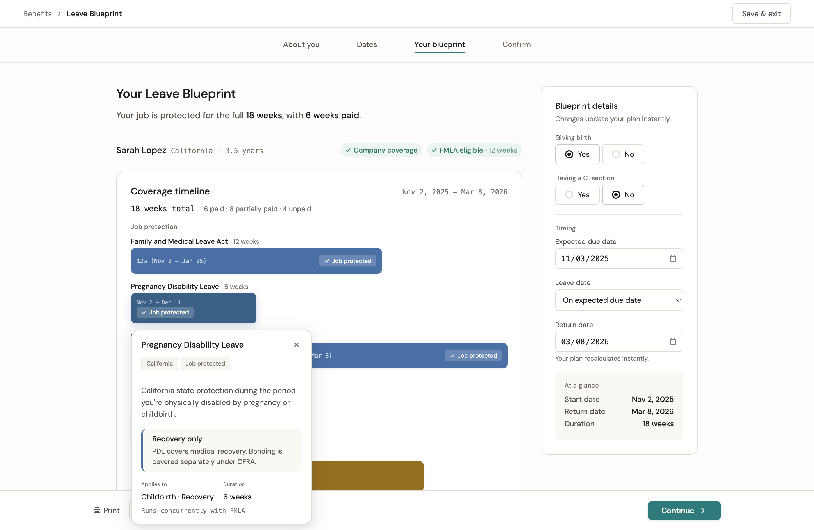 Policy detail popover